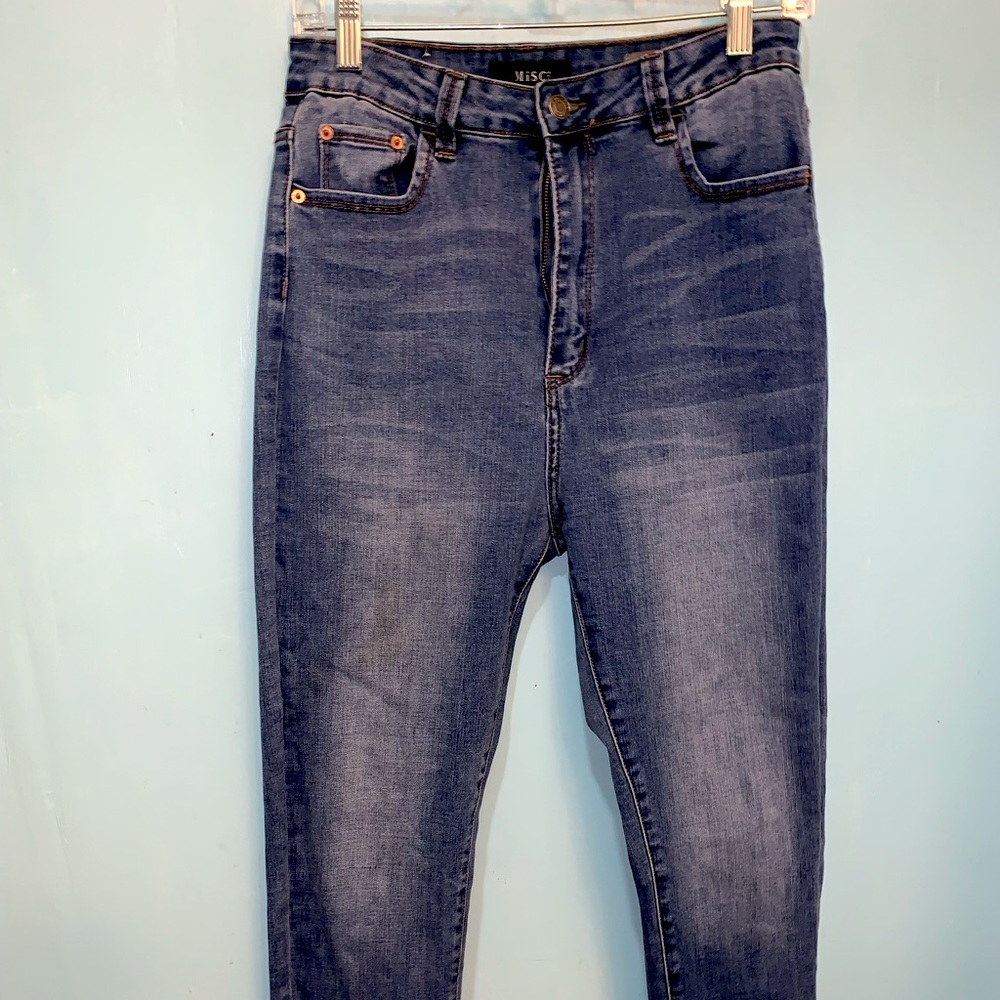 MISC Women's 13 Classic Distressed High Waist Straight Leg 5 Pocket Jeans